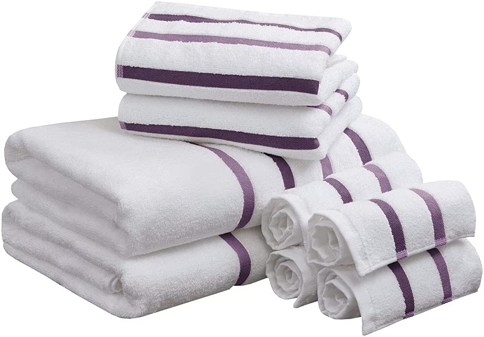 8pc Cotton Bath Towel Set Light Purple