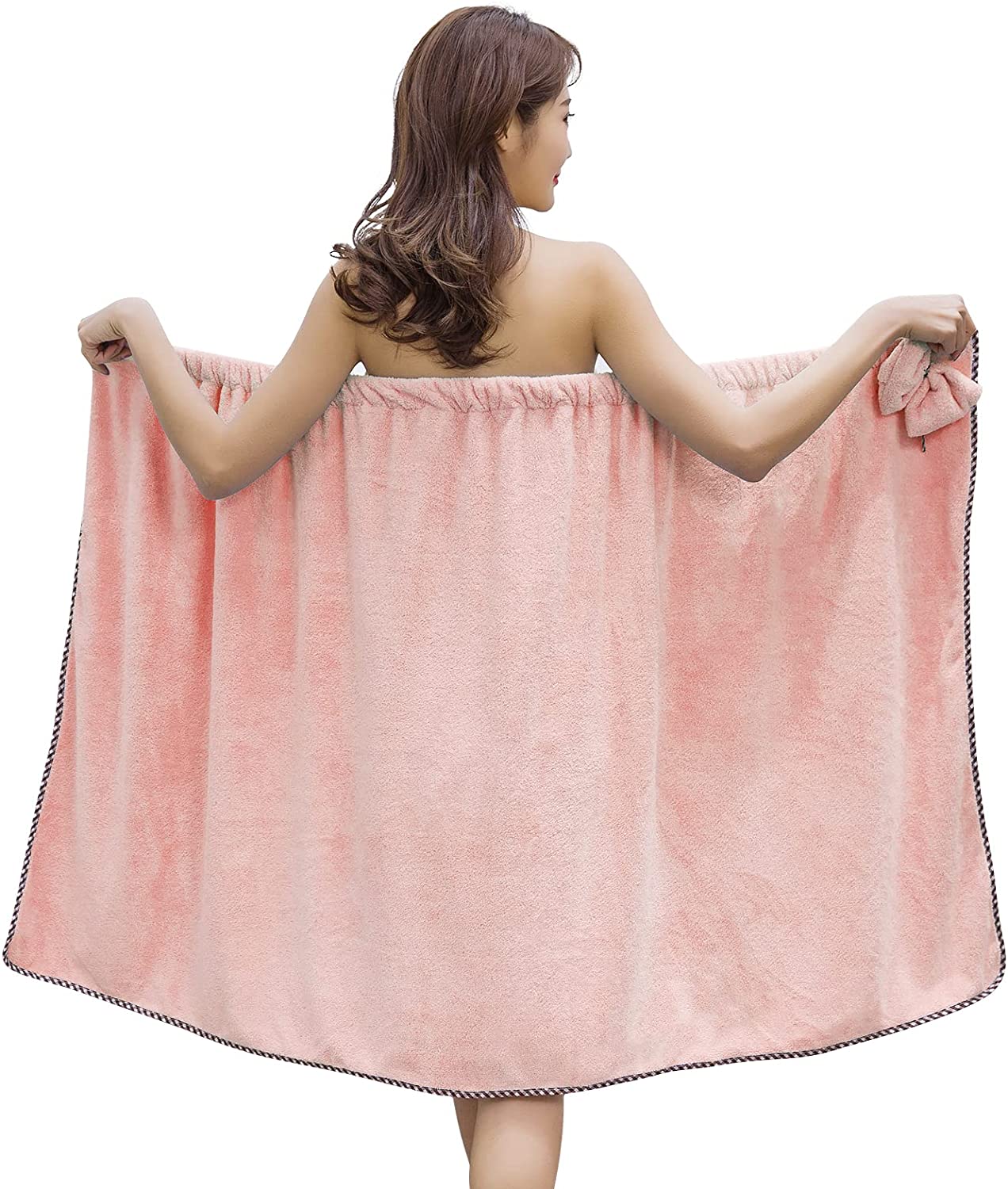 Women's Pink Towel Wrap with Hood Spa/Bath Wrap with Adjustable