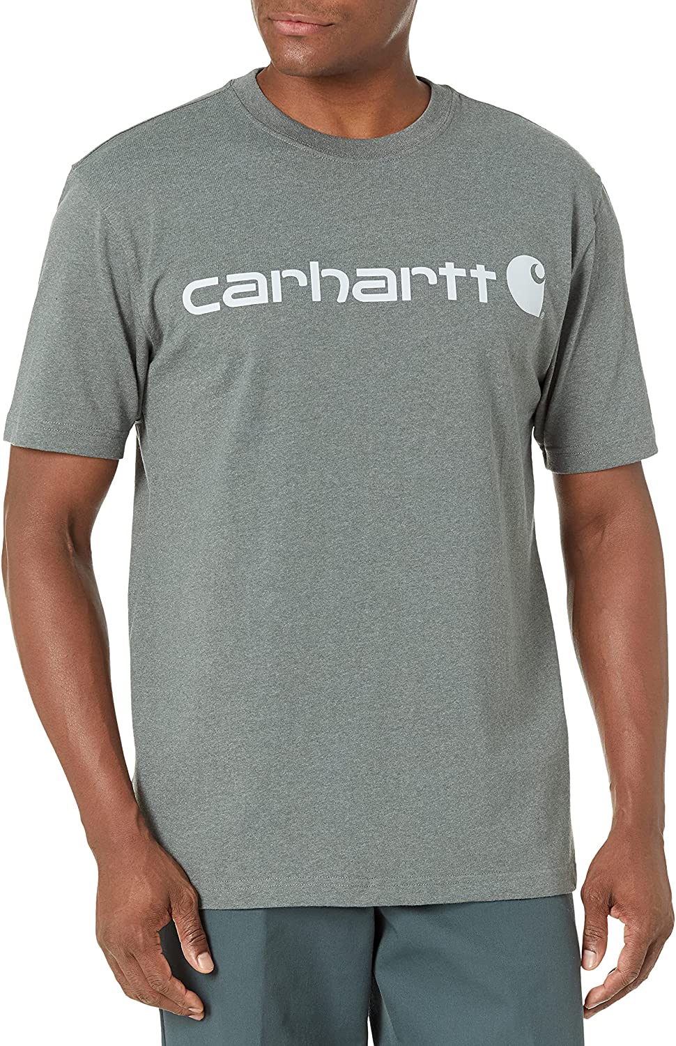 Carhartt Mens LOOSE FIT Short-Sleeve K195 T-Shirt GREY WITH BLACK LOGO NWT