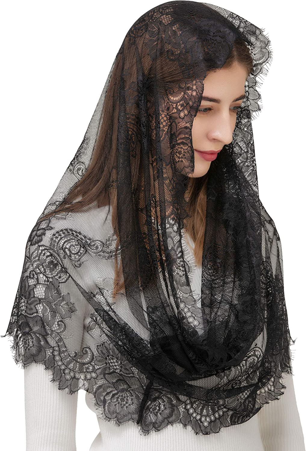 Pamor for Infinity Church Veil Floral Latin Mass for Head Covering