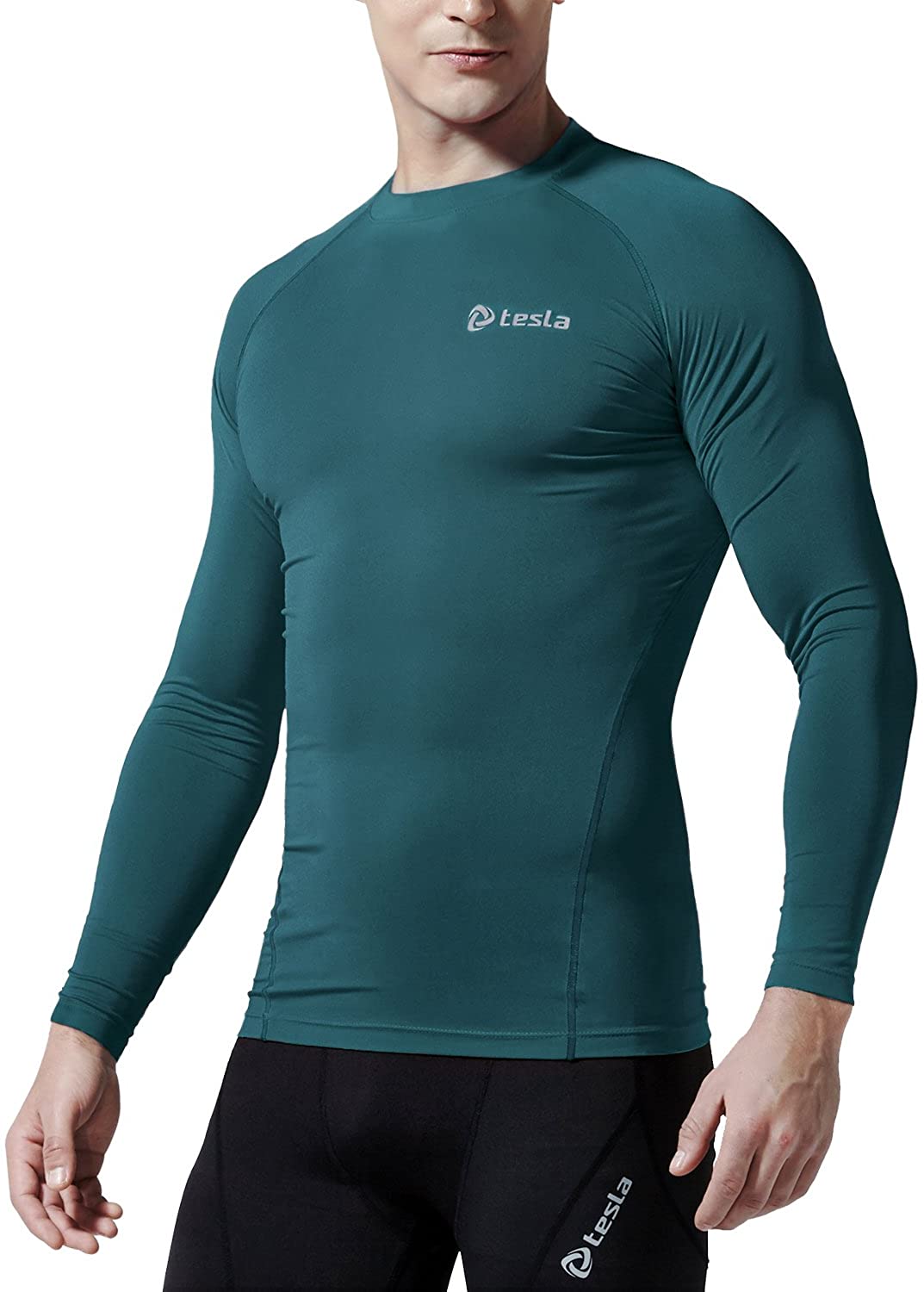 TSLA Men's Cool Dry Fit Long Sleeve Compression Shirts, Athletic Workout  Shirt