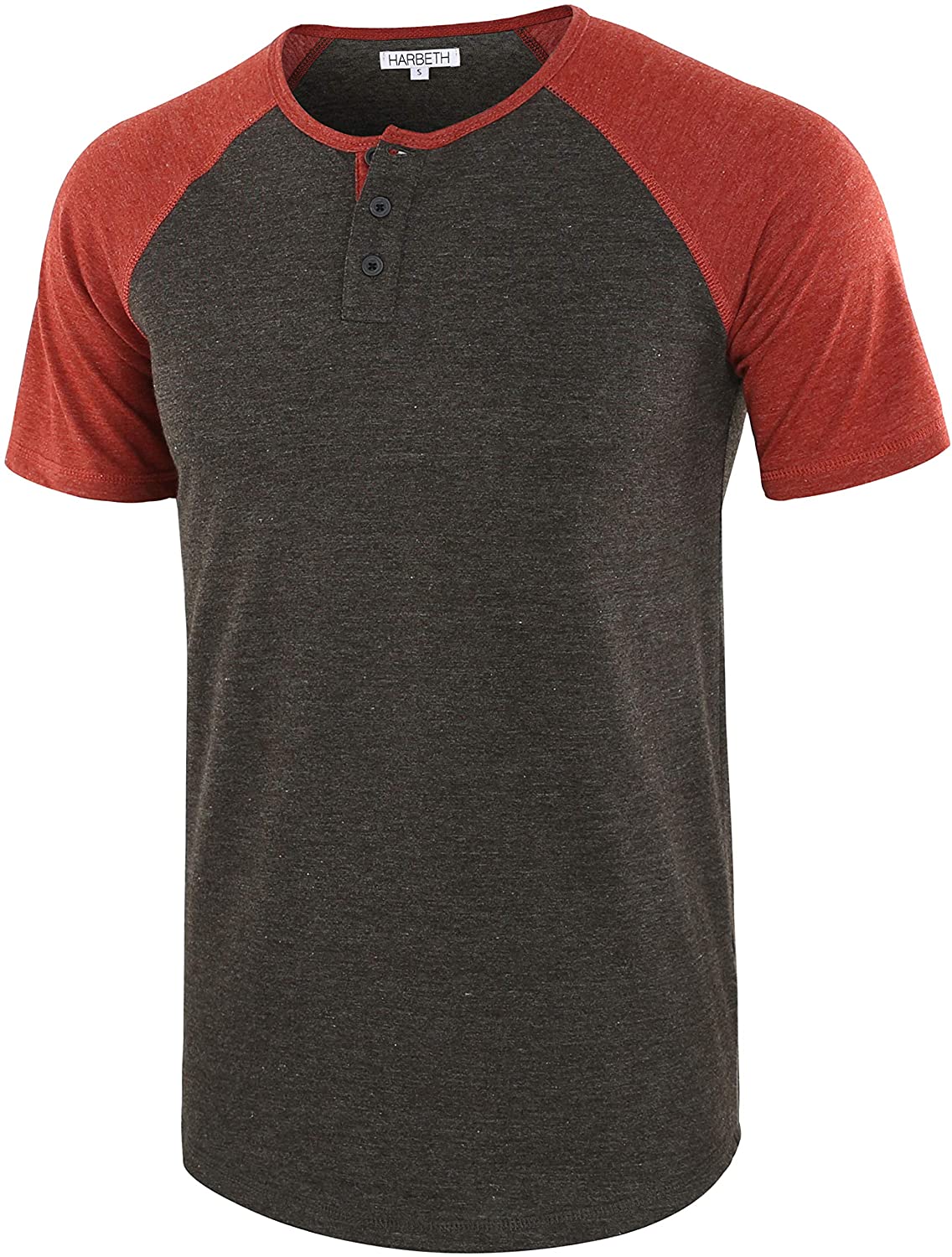HARBETH Mens Casual Long Sleeve Henley Shirt Raglan Fit Baseball T-Shirts Tee 