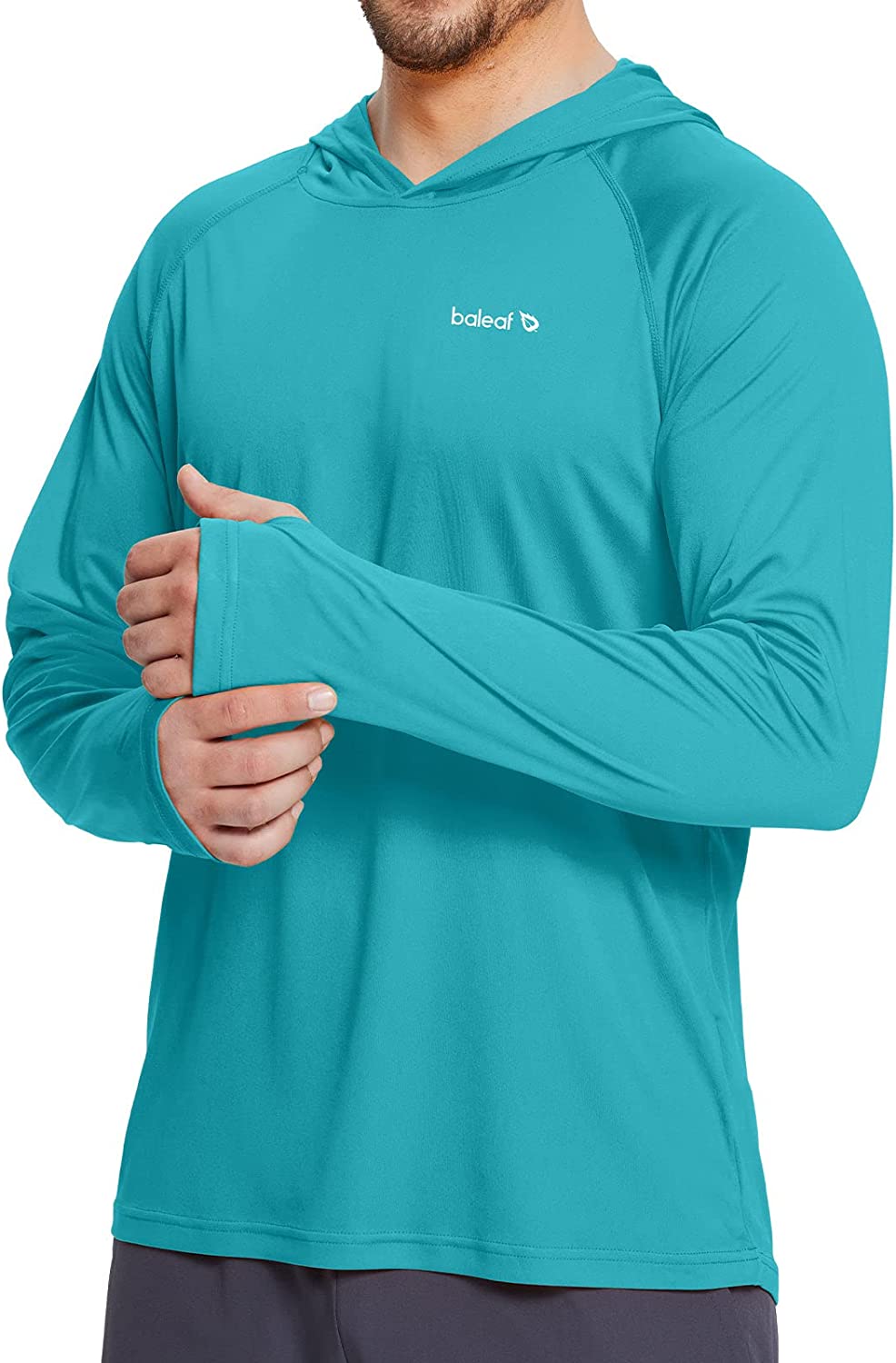 BALEAF Women's UPF 50+ Sun Protection T-Shirt Long Sleeve Half-Zip Thumb  Hole Outdoor Performance Blue Size XL