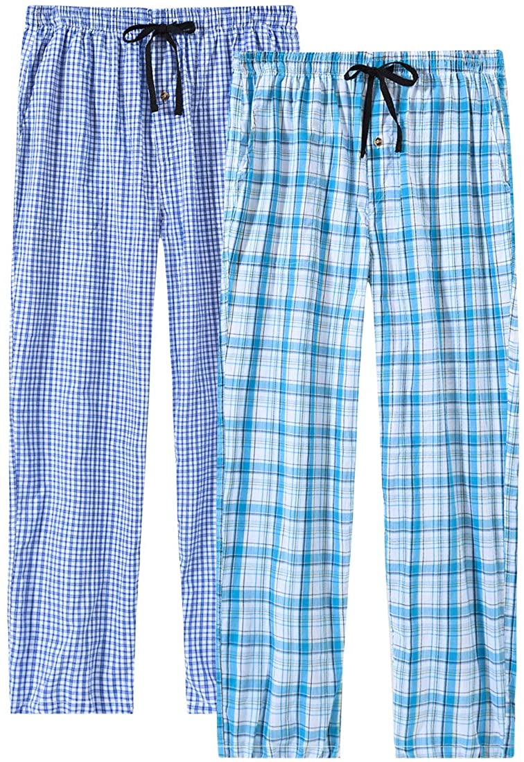 JINSHI Men’s Pajama Pants Cotton Pajama Bottoms Plaid Lounge Pants with Pockets 