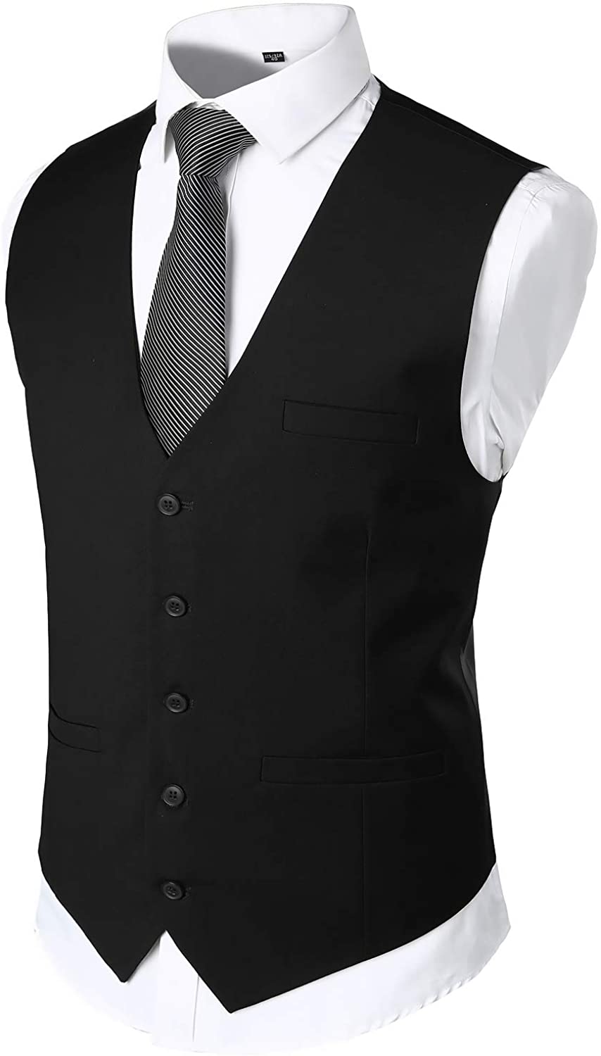 VATPAVE Mens V-Neck Formal Suit Vest Slim Fit Dress Vest Wedding ...