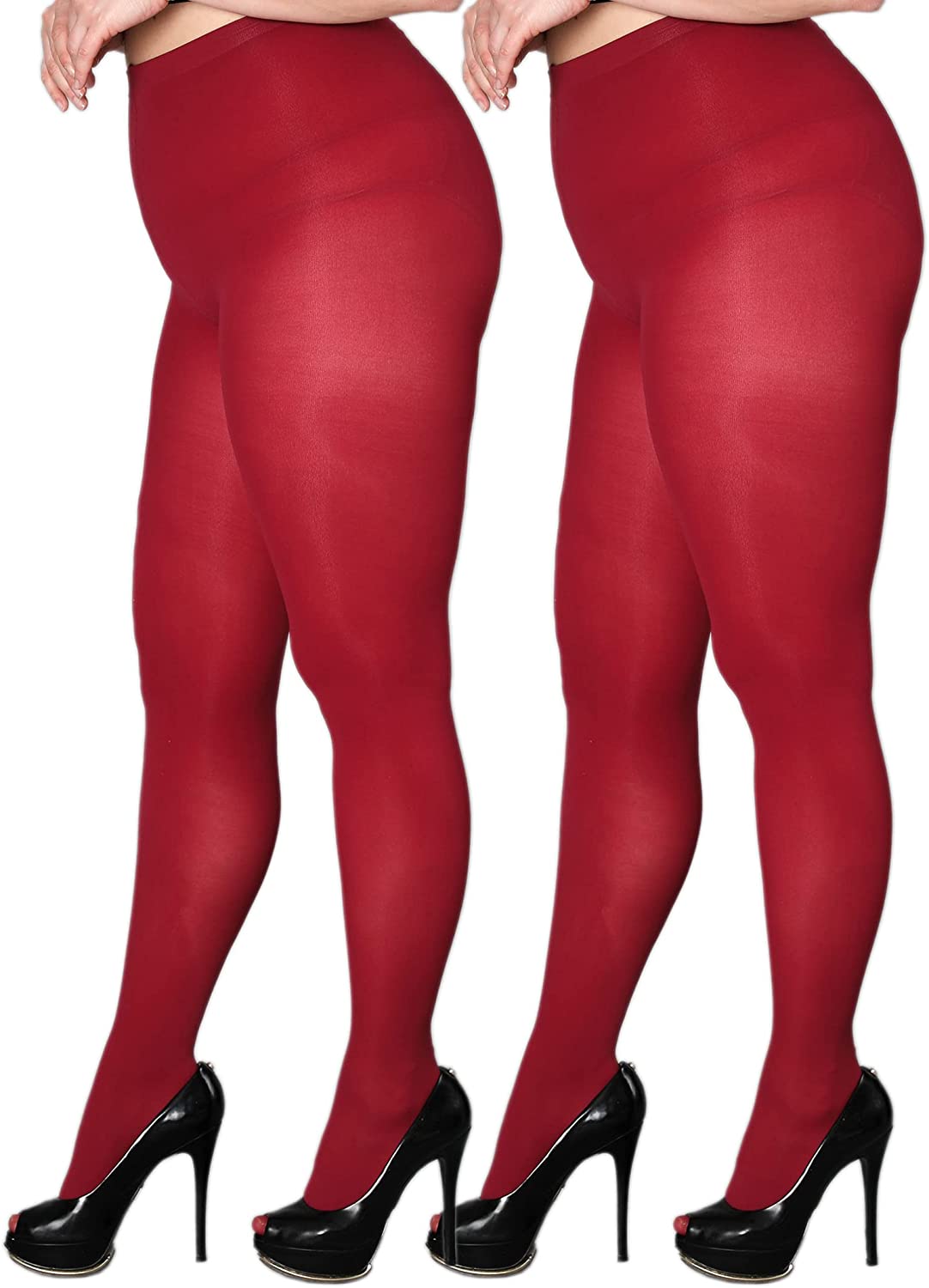 Plus Size Clothing Red-black SEMI-OPAQUE Tights for Women
