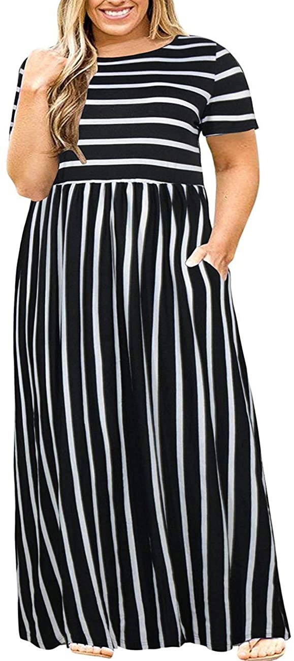 Maxi Dress with Pockets Loose Casual ...