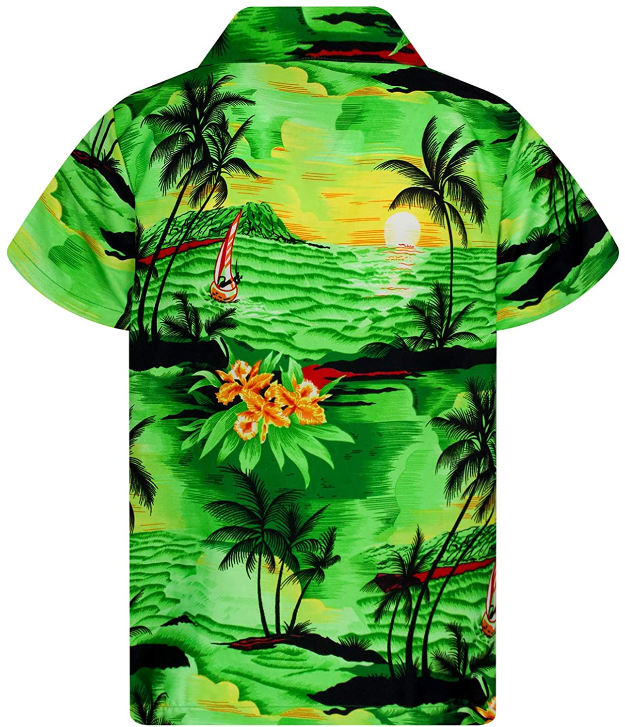 King Kameha Funky Casual Hawaiian Shirt for Men Front Pocket Button ...