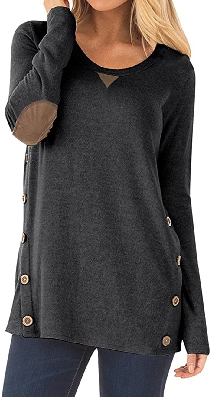 Womens Crewneck Sweatshirt Casual Long Sleeve Sweaters Color Block Tunic Tops Nicytore 