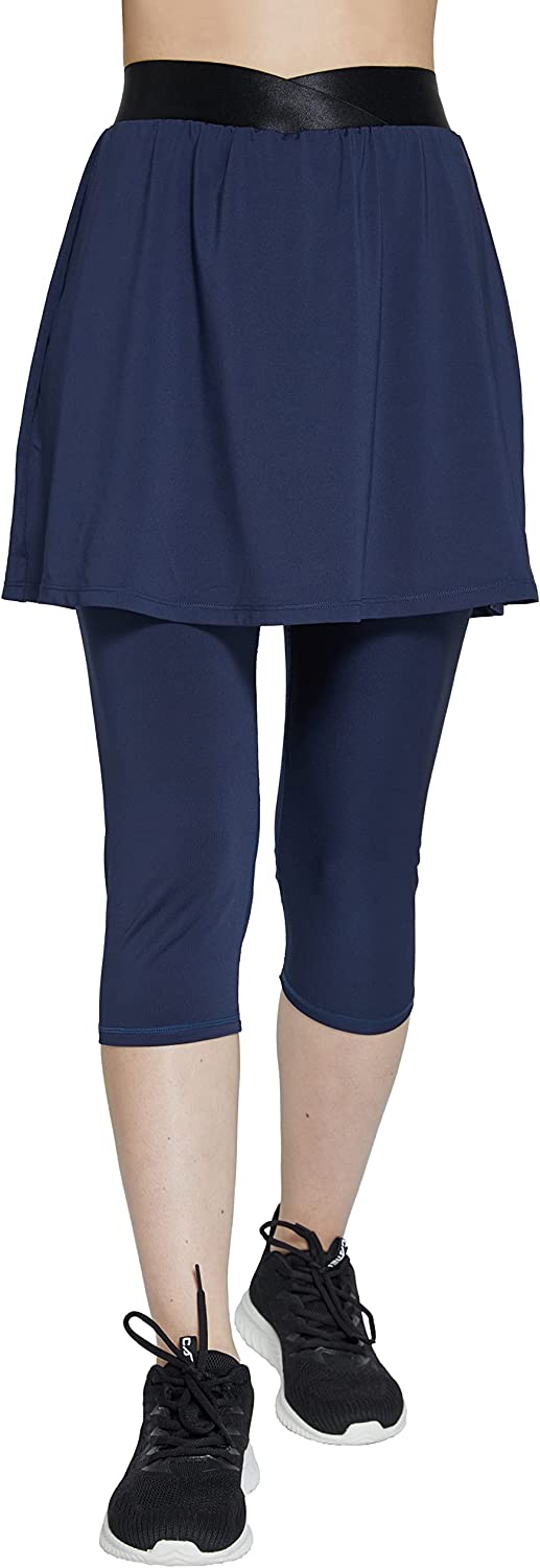 slimour Women Skirts with Leggings Fleece Lined Leggings with Pockets Yoga Pants with Skirt 