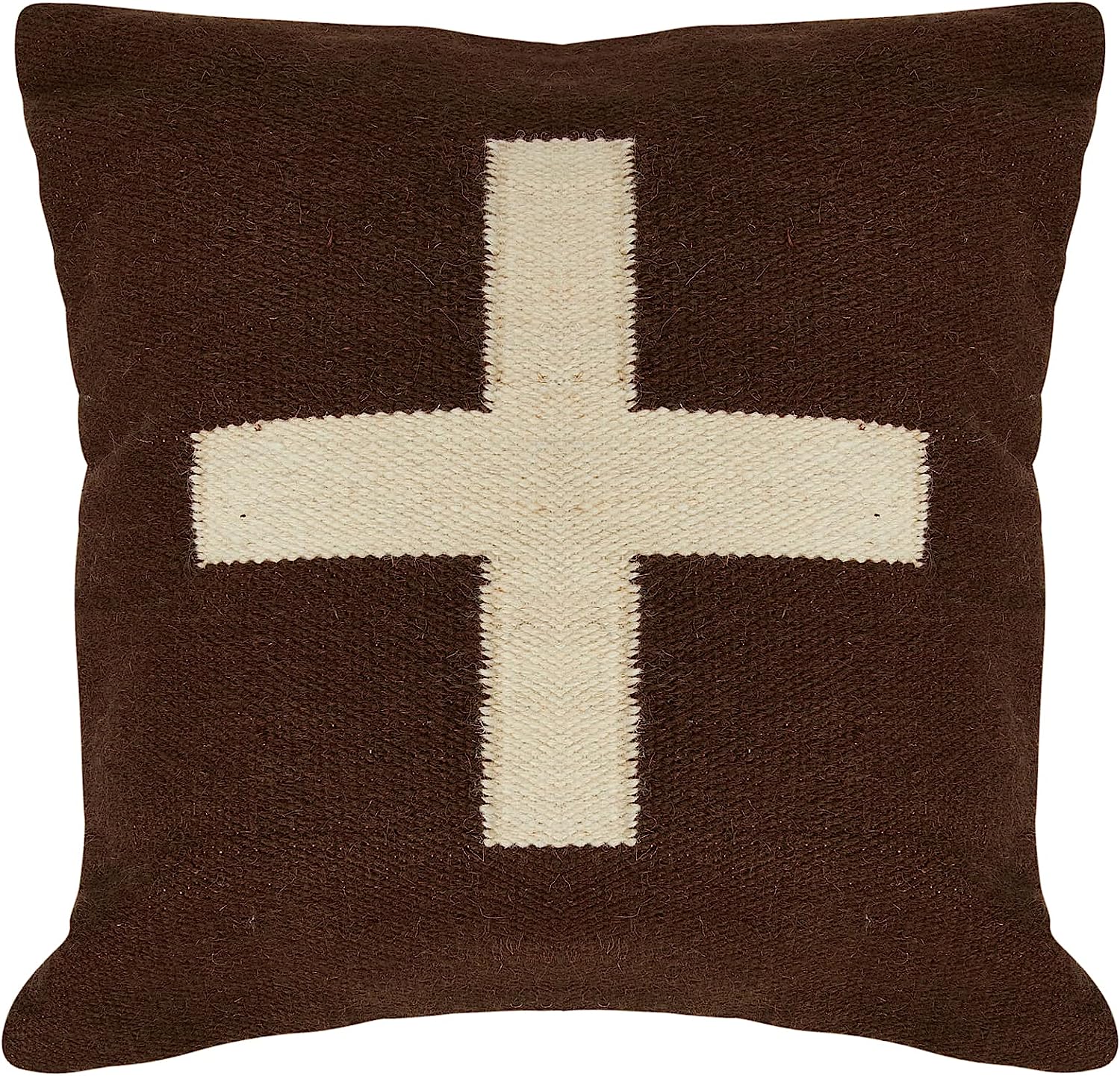 Creative Co Op Wool Blend Swiss Cross Pillow 20 inches Black and