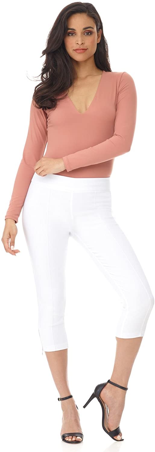 Rekucci Womens Ease into Comfort Capri with Button Detail