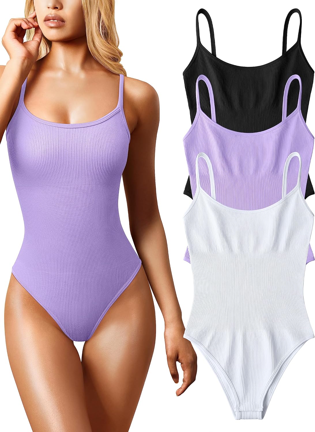 Trying on this OQQFitness Women's 3 Piece Bodysuits Sexy Ribbed
