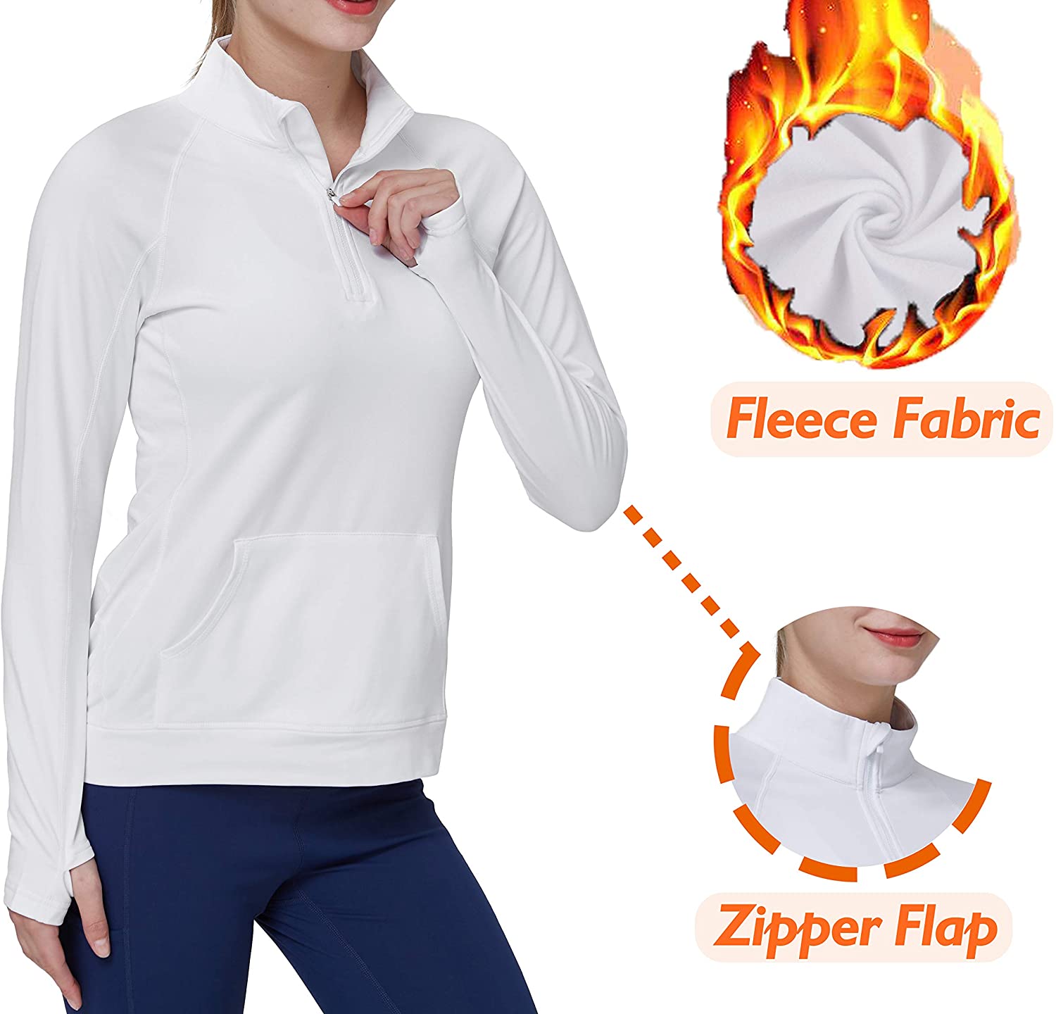 Download slimour Women Fleece Jacket Running Thumb Hole Shirts Yoga ...