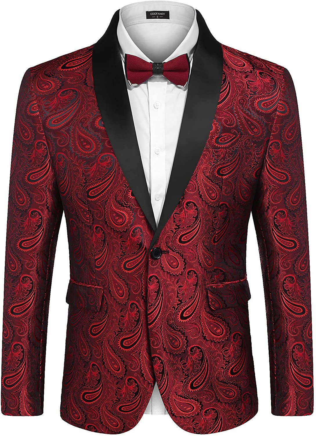 COOFANDY Mens Floral Tuxedo Jacket Paisley Shawl Lapel Suit Blazer Jacket  for Di