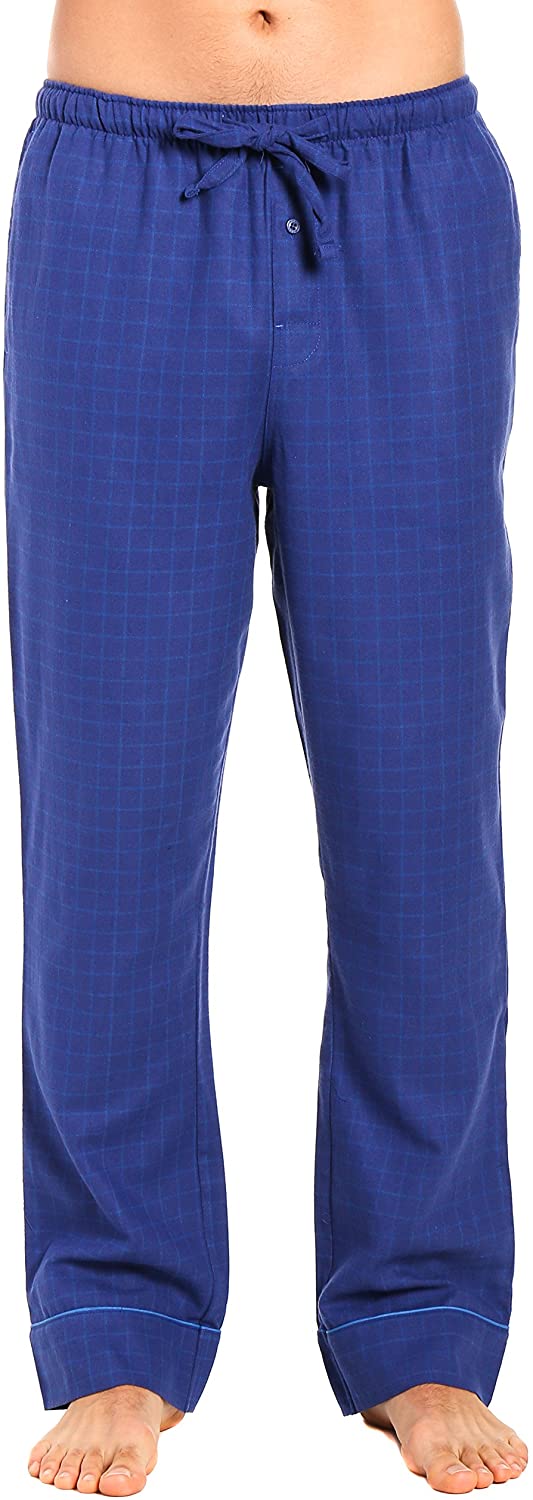 Noble Mount 100% Cotton Mens Flannel Pajama Pants with Pockets & Drawstring 