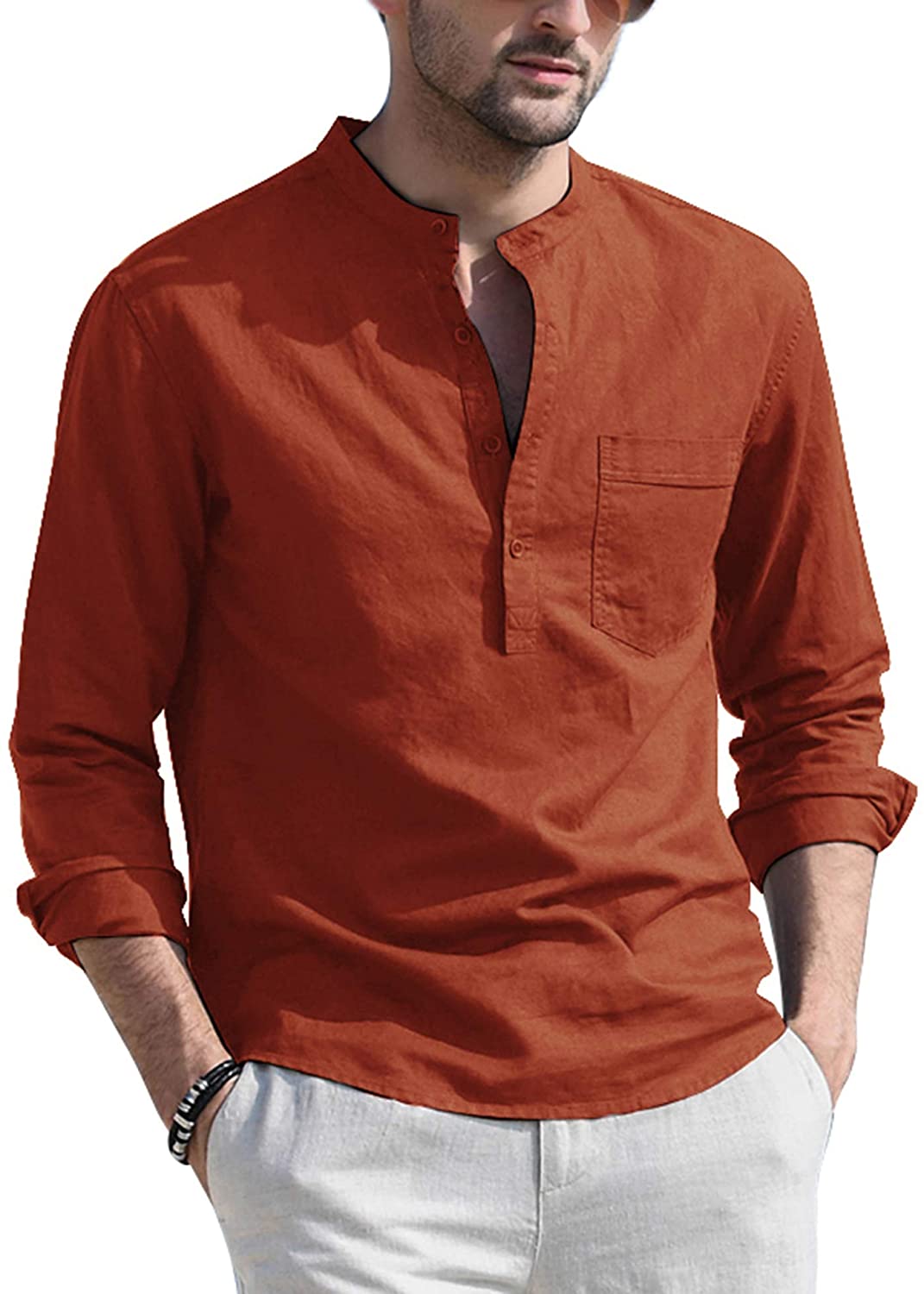 COOFANDY Mens Casual Lightning Henley Shirts Slim Fit Long Sleeve Button T-Shirt HMJ0001241