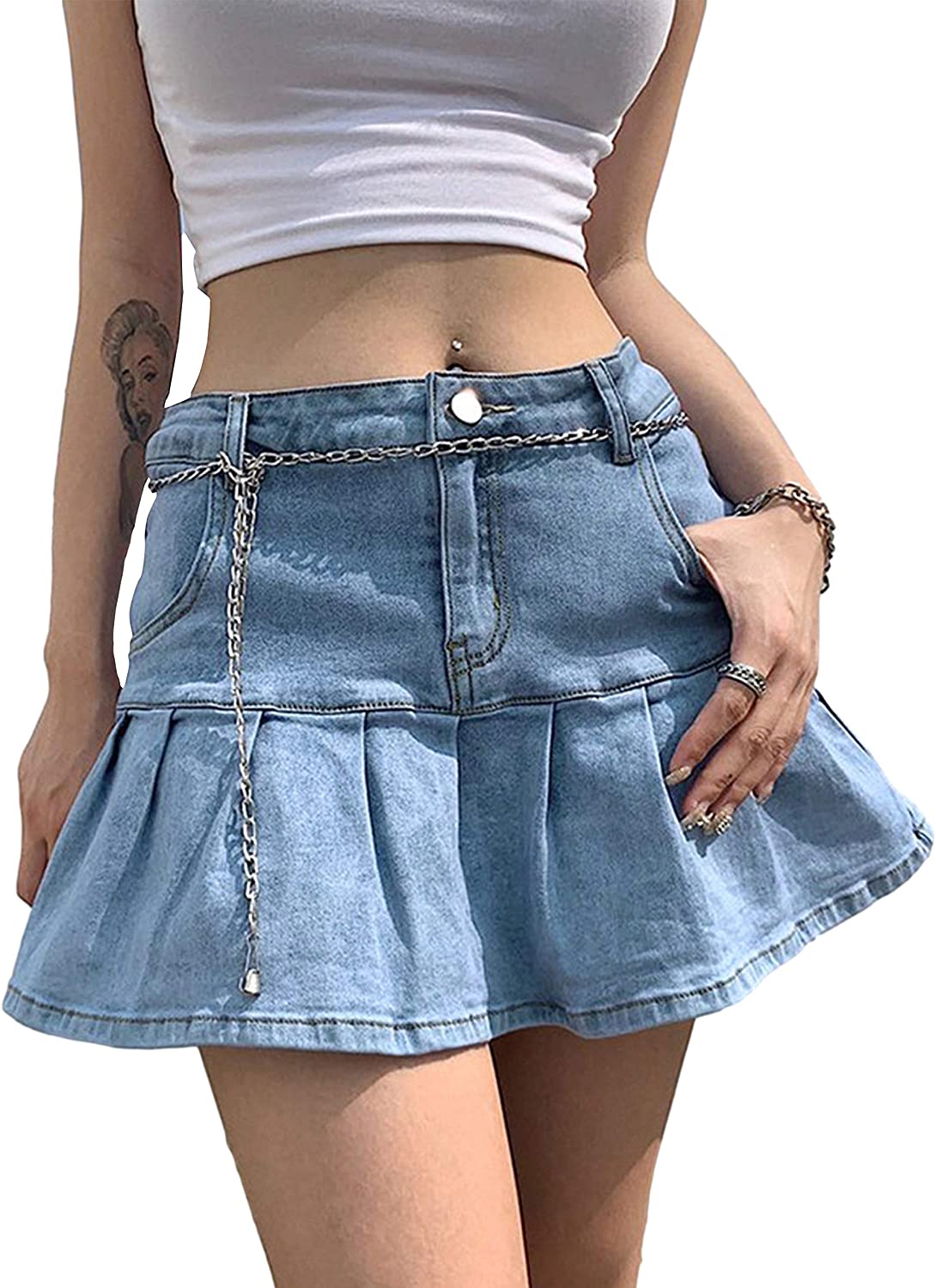 Ruffle Denim Mini Skirts Sk | eBay