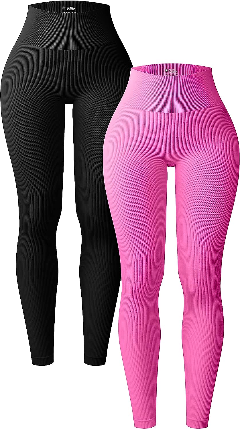 OQQ Women's 2 Piece Yoga Leggings Ribbed Seamless Workout worn by