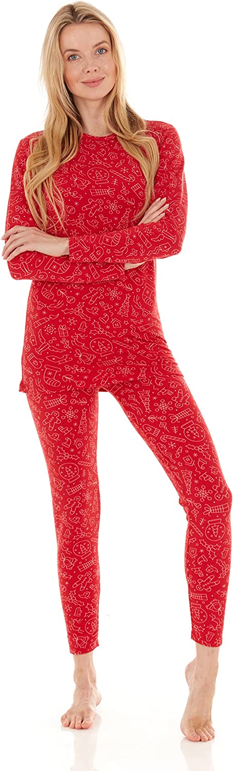 Thermajane Long Johns Thermal Underwear for Women Fleece Lined Base Layer  Pajama Set Cold Weather : : Clothing, Shoes & Accessories