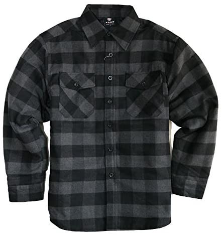S-5XL YAGO Men's Casual Plaid Flannel Long Sleeve Button Up Shirt Brown/A22 