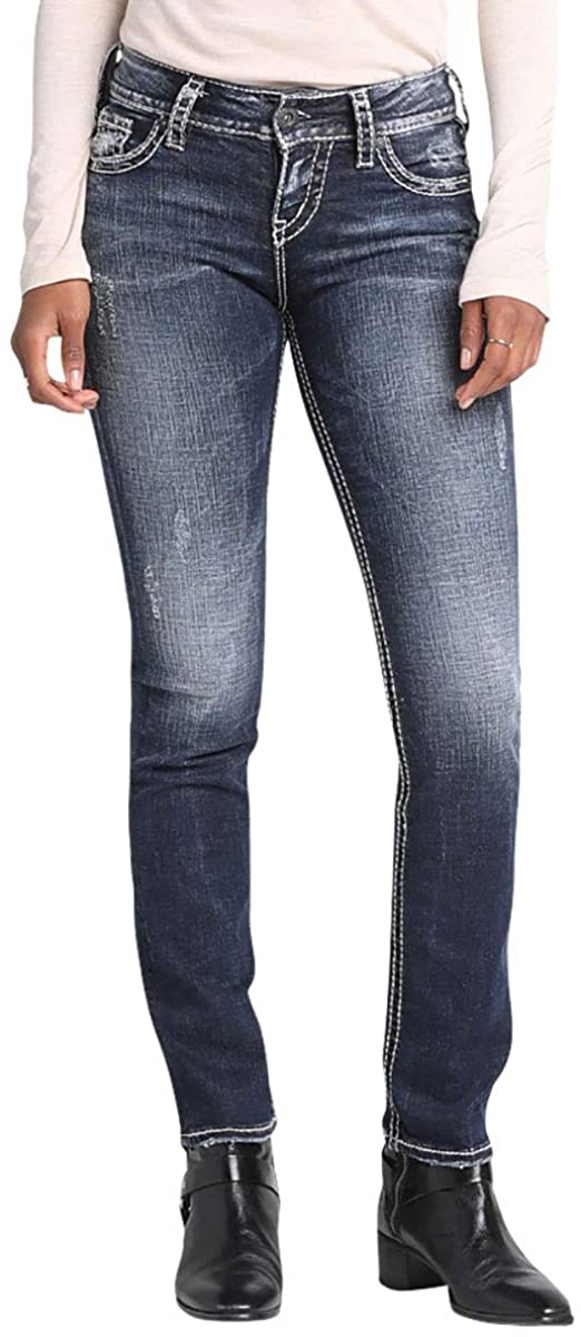 Silver Jeans Co. Women's Suki Curvy Fit Mid Rise Straight Leg Jeans | eBay