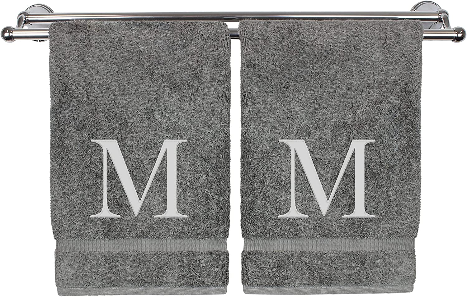 Monogrammed Hand Towel, Personalized Gift, Set of 2- White Block Letter Embroide