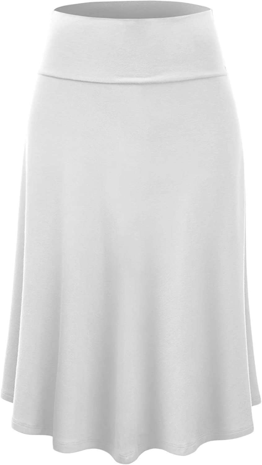 Lock and Love Women's Solid Ombre Lightweight Flare Midi Pull On Closure Skirt S
