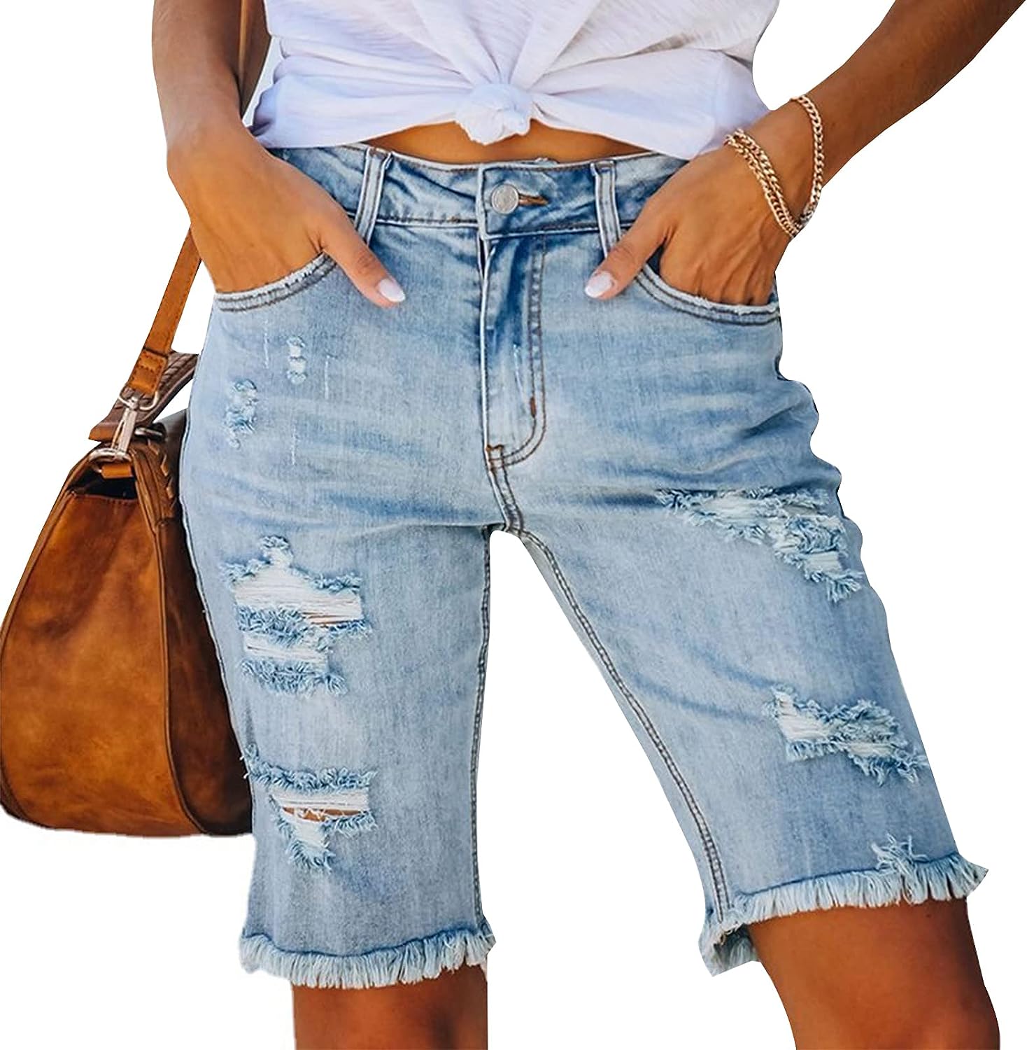 Denim bermuda sale shorts ripped