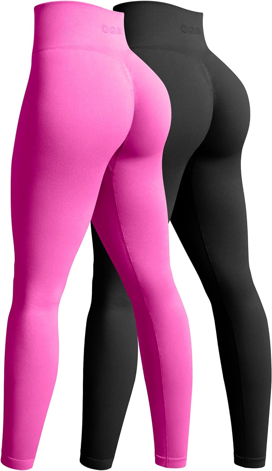 OQQ Women's 2 Piece Yoga Leggings Ribbed Seamless Workout High - Import It  All