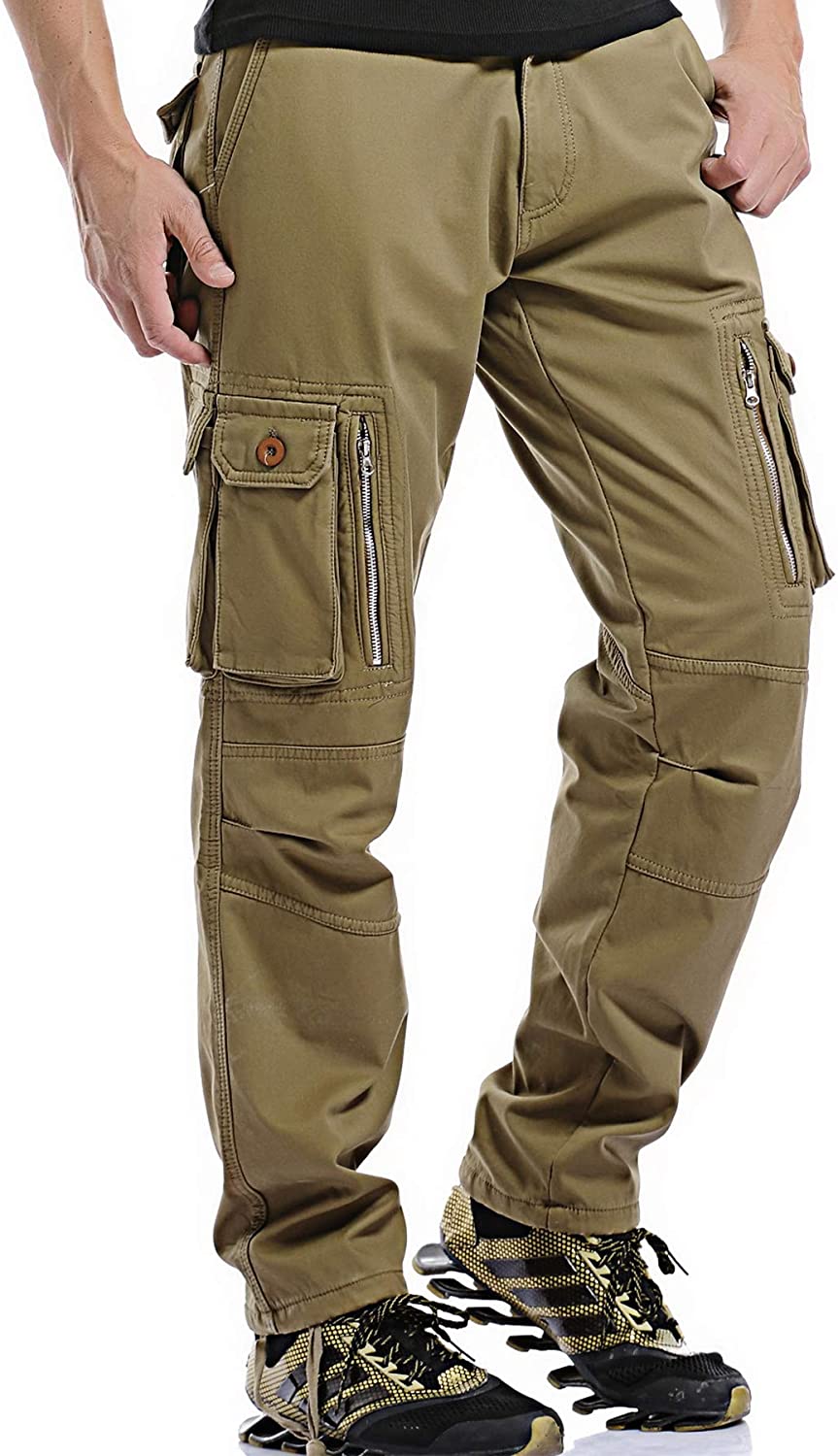 AOYOG Thicken Mens Winter Fleece Lined Cargo Pant Windproof Outdoor ...