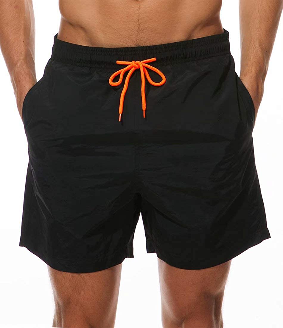 Tyhengta Mens Swim Trunks Quick Dry Beach Shorts with Zipper Pockets and Mesh Lining 