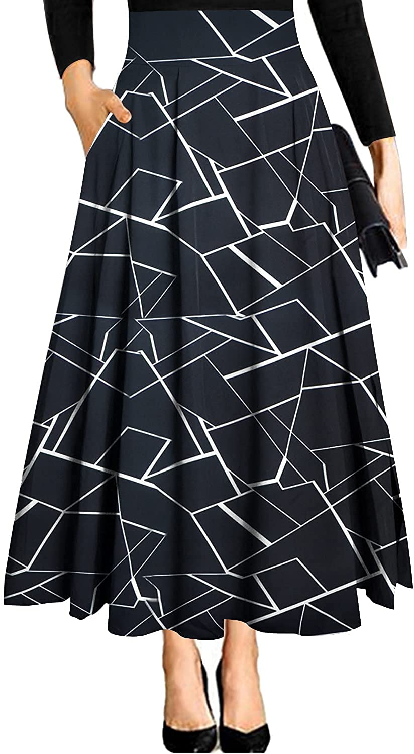 Ranphee Womens Ankle Length High Waist A Line Flowy Long Maxi Skirt With Pocket Ebay 1408