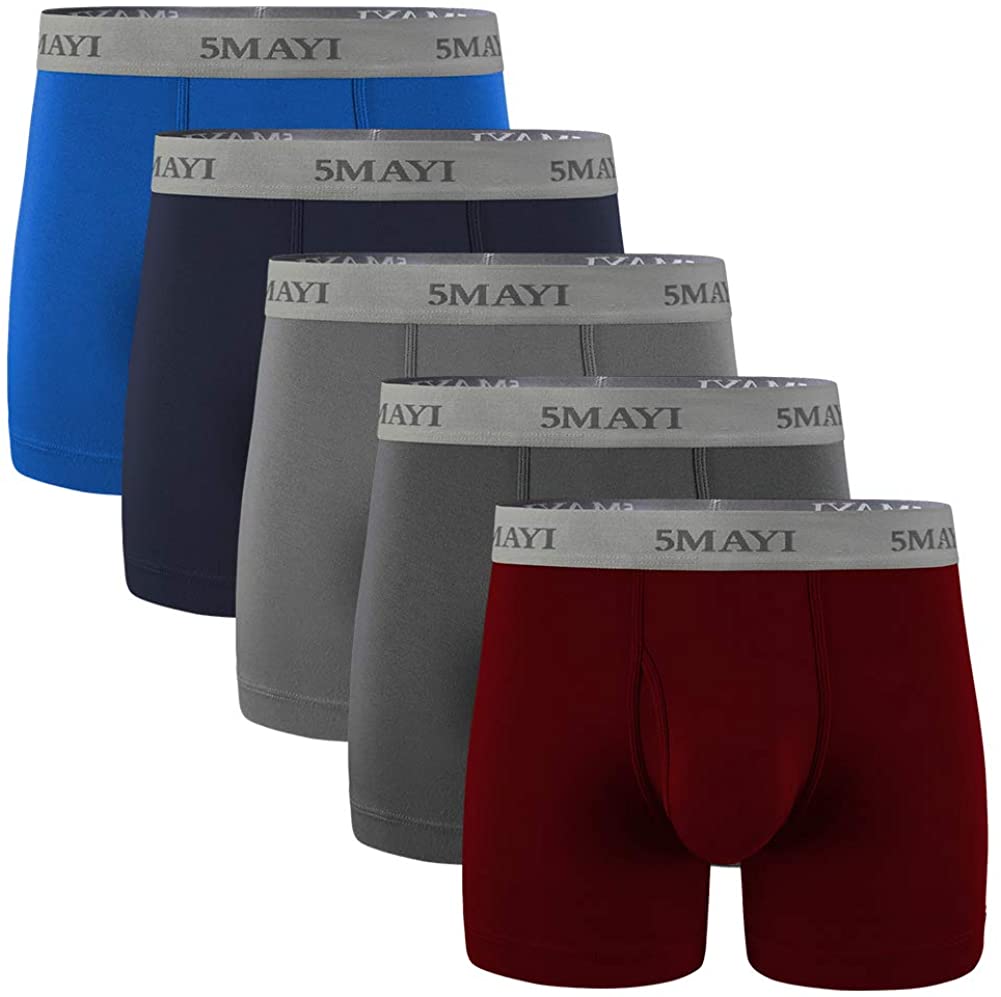5Mayi Men's Underwear Boxer Briefs Cotton Regular Long Mens Boxer ...