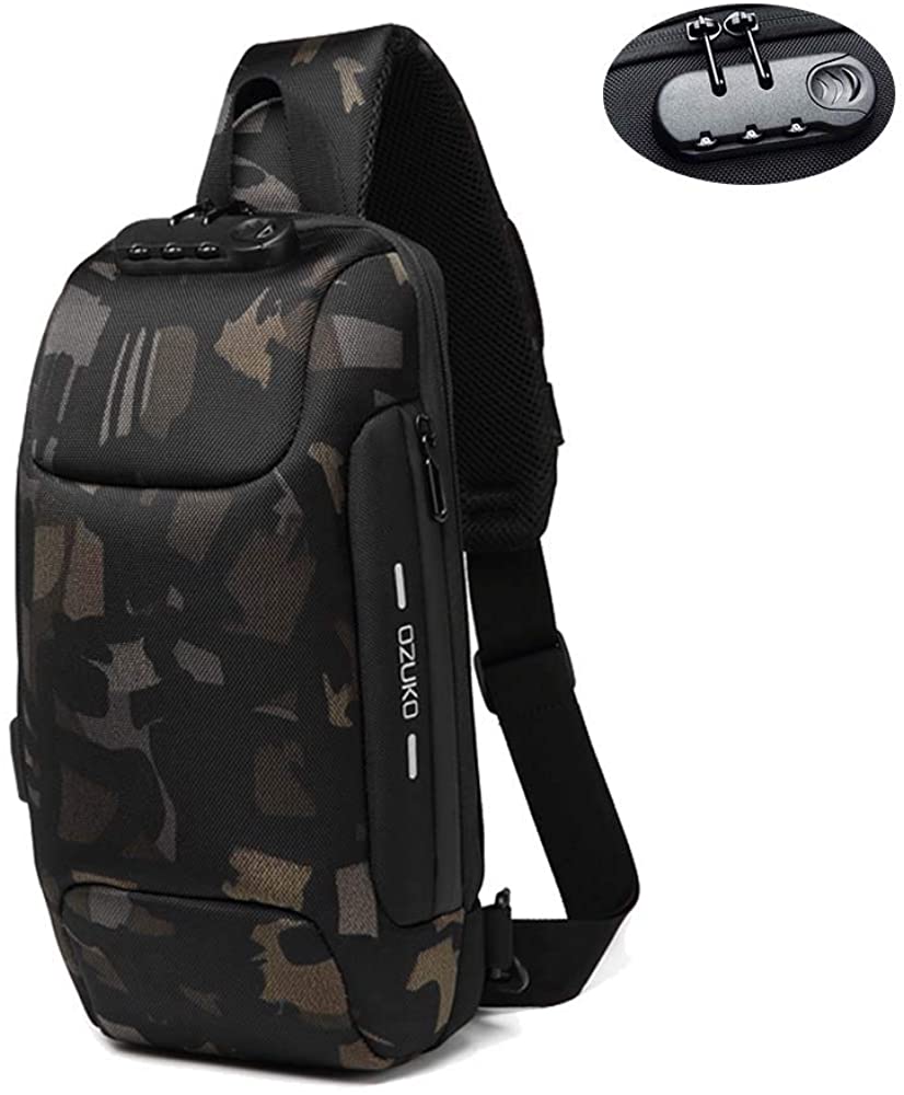 Amazon.com | OZUKO Men Sling Backpack Nylon Water Resistant Shoulder Chest  Crossbody Sling Bag with USB Charging Port Black (9283-Black) | Luggage &  Travel Gear
