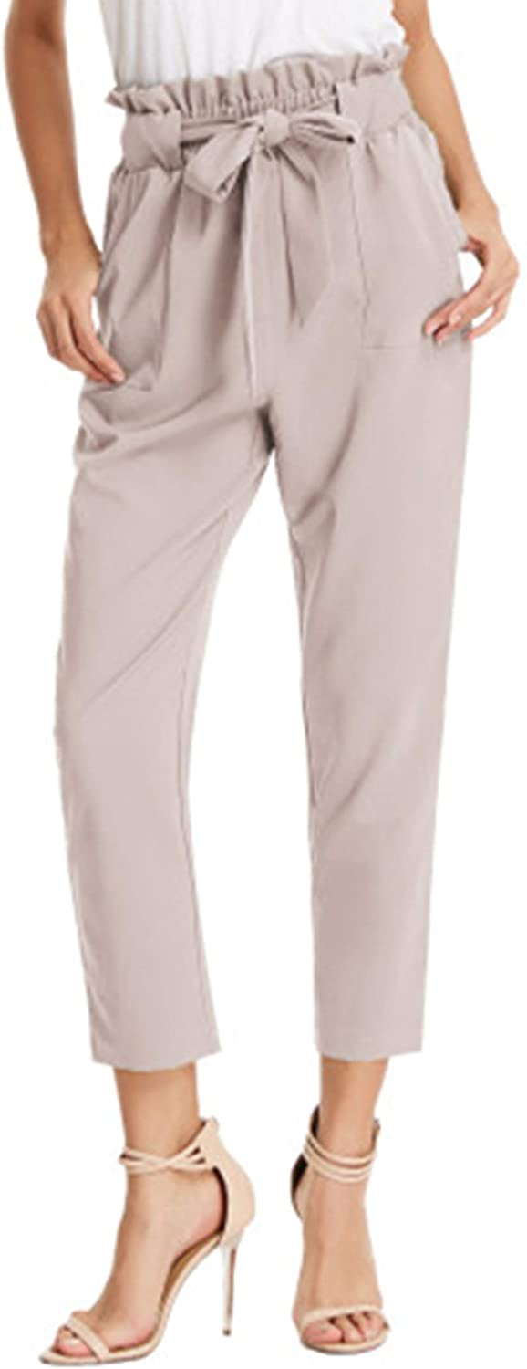 GRACE KARIN Women's Pants Slim Fit Elastic Belt Office Cropped Paper Bag  Pants with Pockets 2pcs Black+Blue Gray S : : Clothing, Shoes &  Accessories