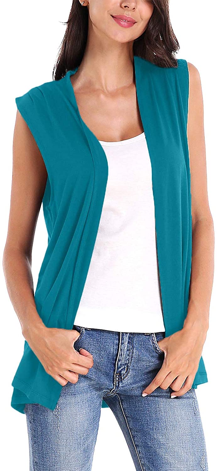 Women's Sleeveless Open Front Cardigan Vest Lightweight Cool Coat