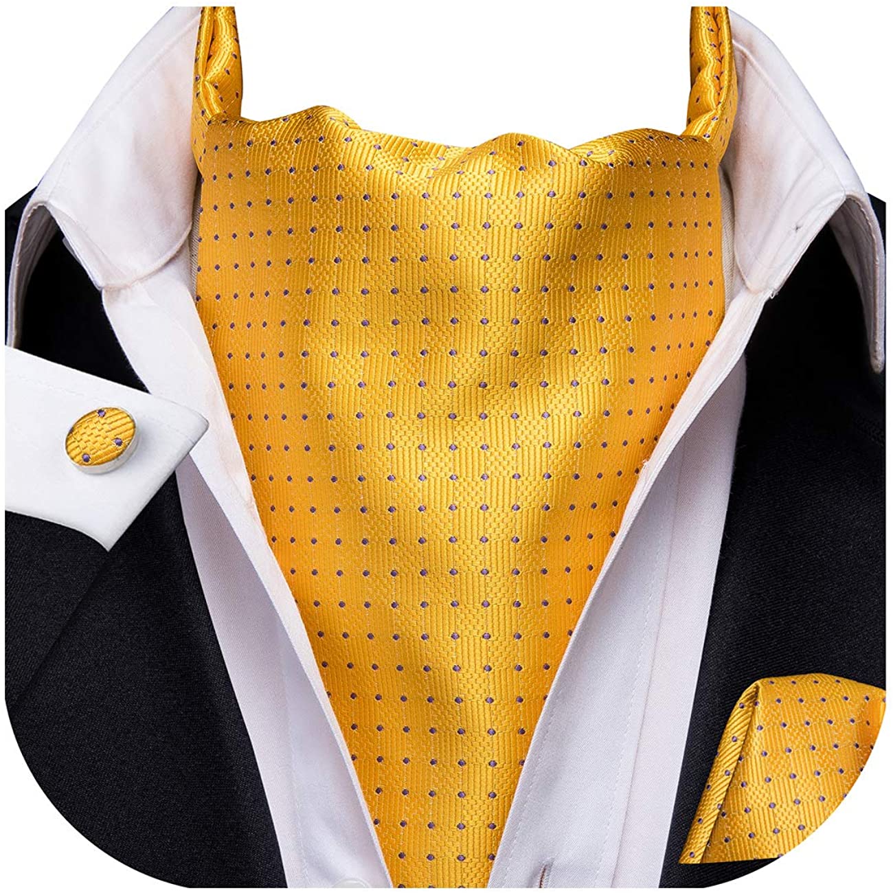 Buy Ascot Tie in Revolve Maroon with Yellow Mini Polka Cravat and Pocket  Square Combo - the tie hub