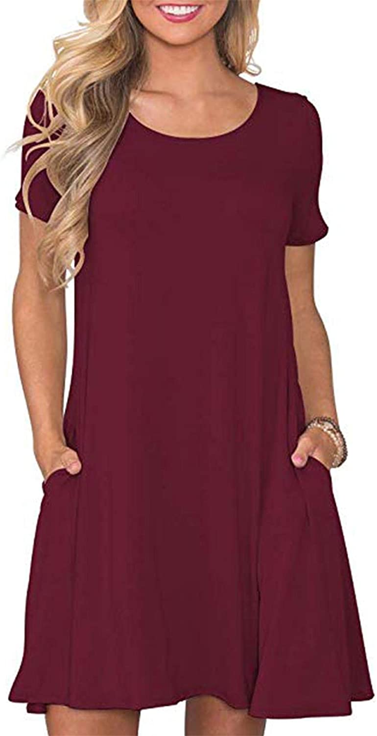 NECHOLOGY Womens Dresses Sandals Women Dressy Summer Flat Women's Casual  Plain Simple T-Shirt Loose Dress 