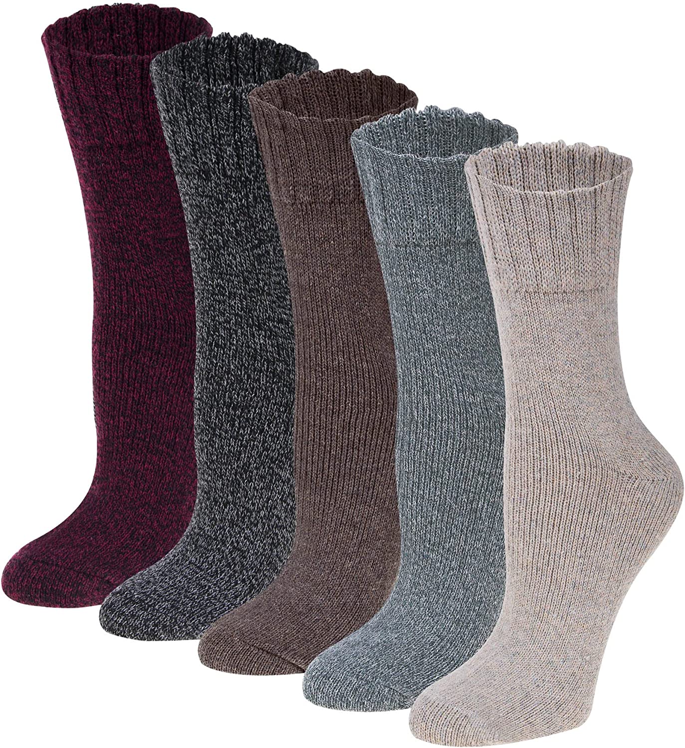 Pack of 5 Womens Winter Socks Warm Thick Knit Wool Soft Vintage