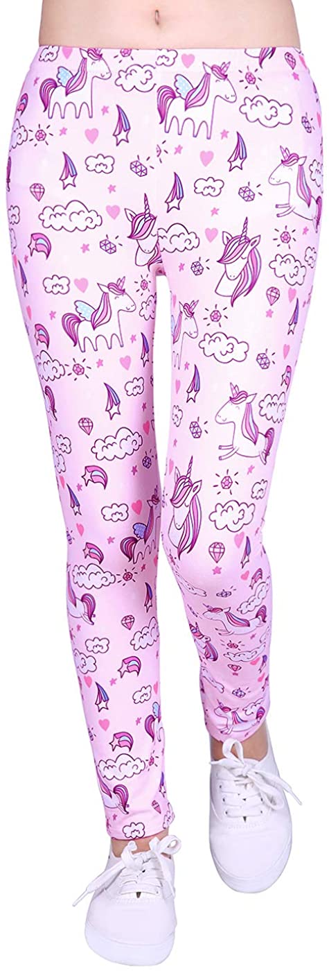 HDE Cute Girl's Leggings with Print Designs – Full Ankle Length Comfy Tights