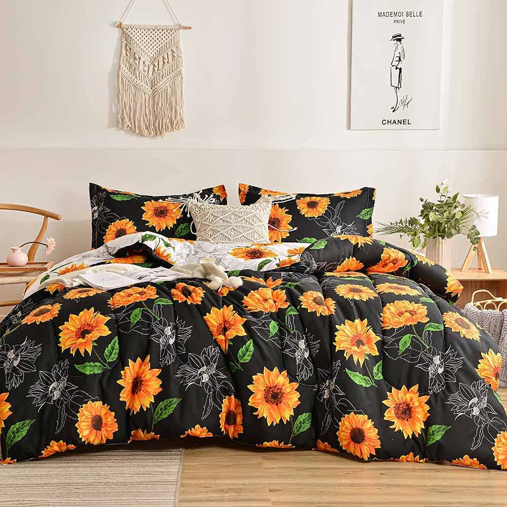 black pattern comforter