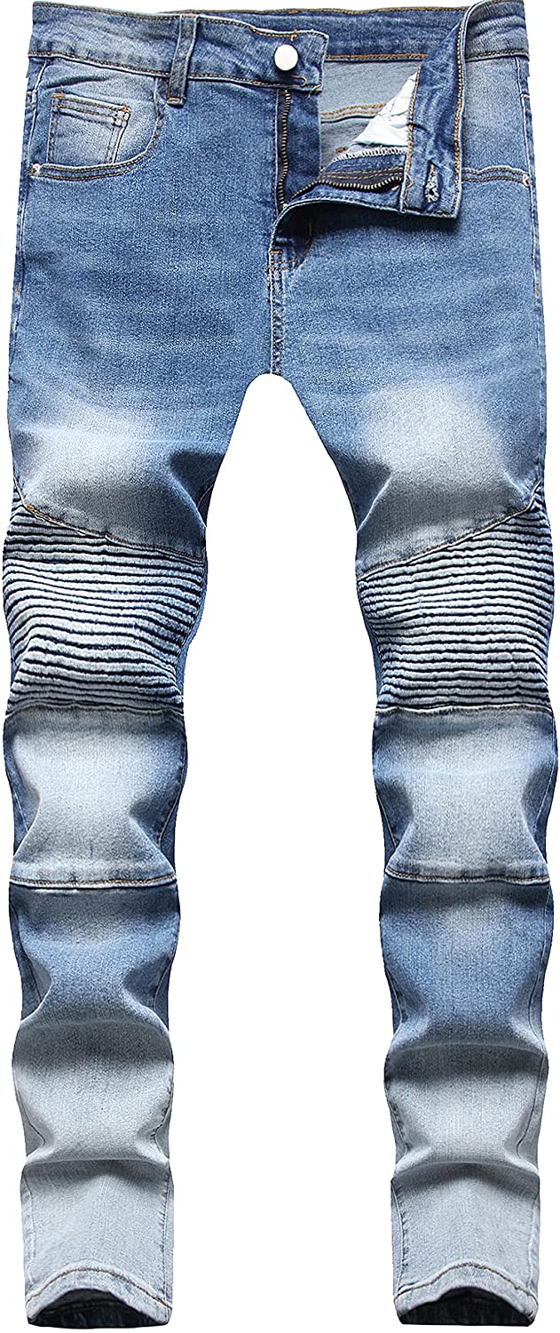 FREDD MARSHALL Men's Skinny Slim Fit Ripped Distressed Stretch Jeans Pants 
