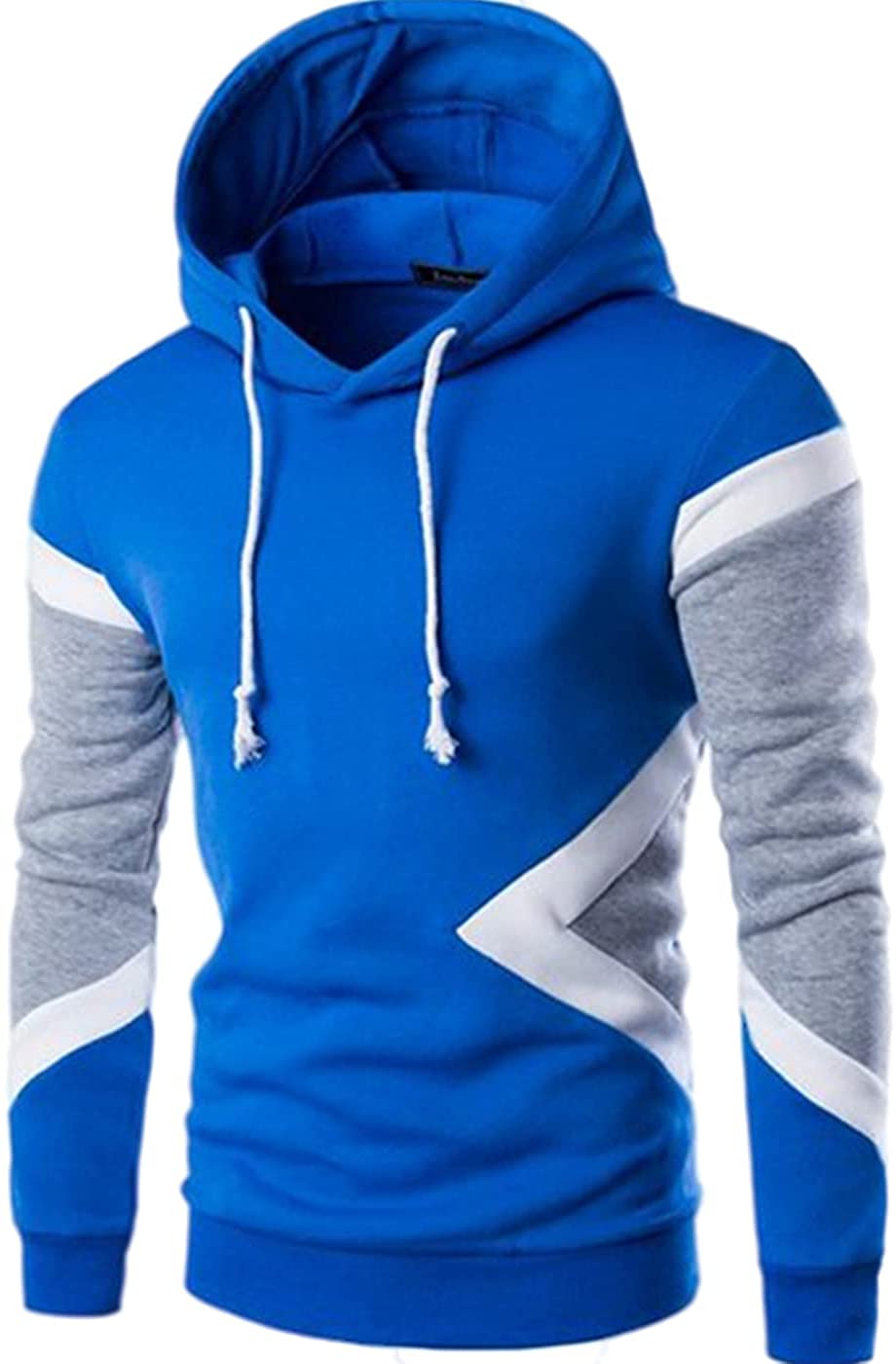 LQHHYLYX Men's Multicolor Stitching Hooded Long Sleeve Comfortable Sweatshirt 