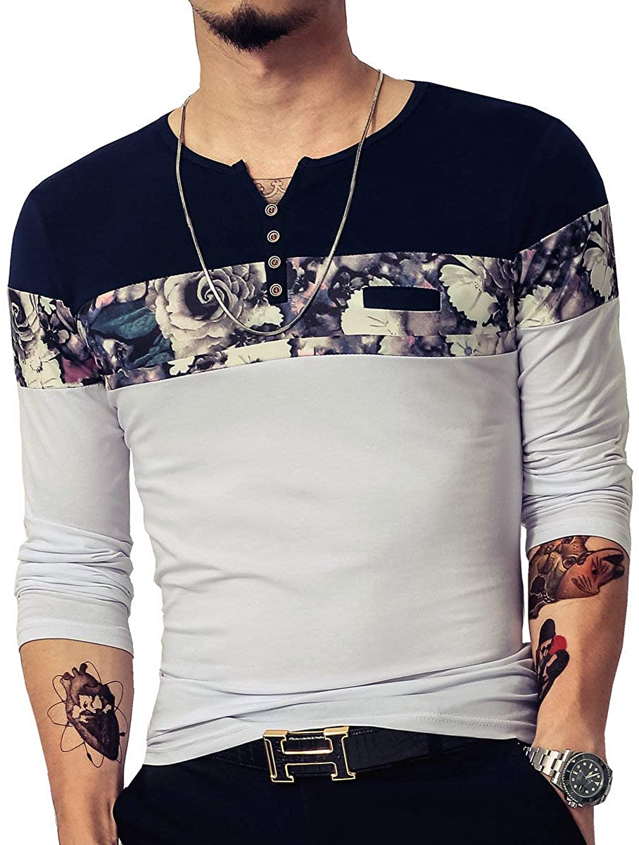 LOGEEYAR Men's Casual Slim Fit Short Sleeve Shirts Fashion Color Block  Printing | eBay