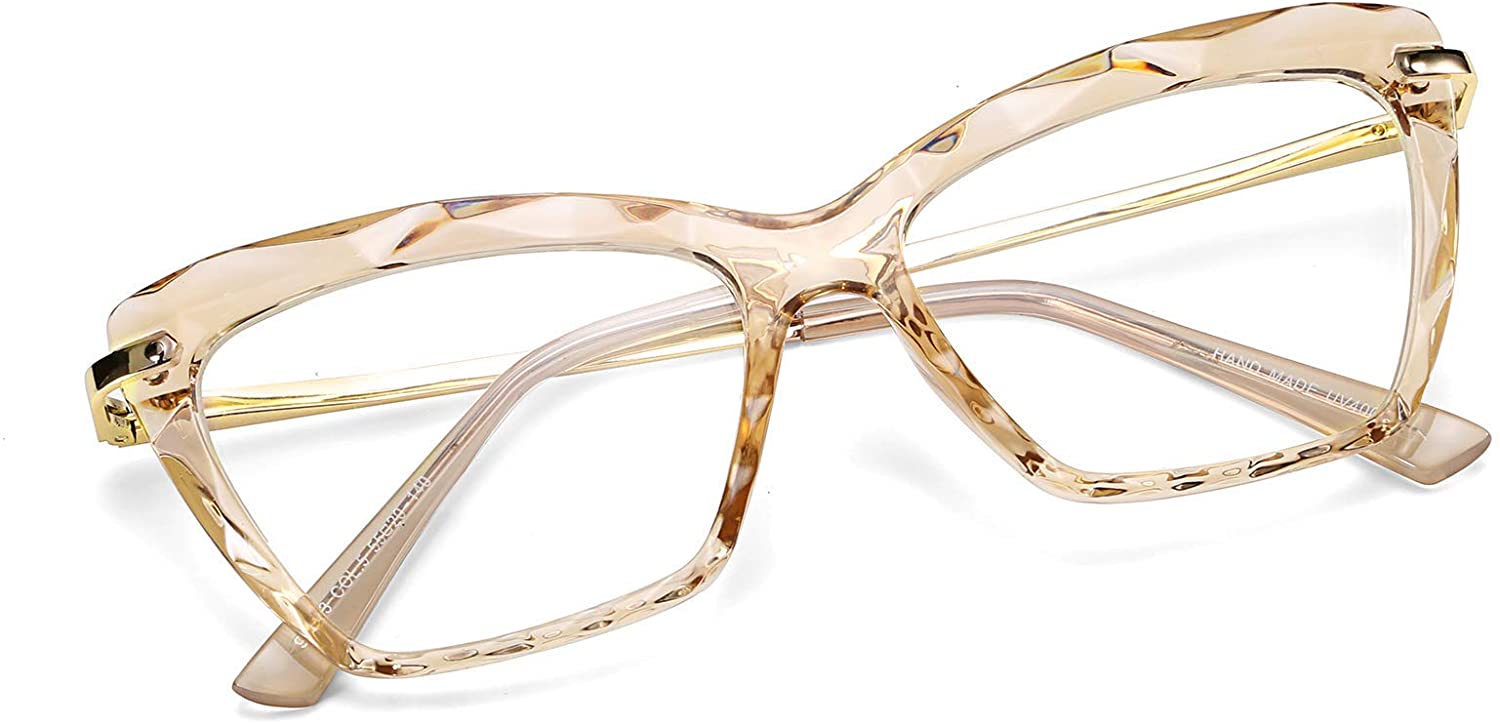 FEISEDY Cat Eye Glasses Frame Crystal Non Prescription Eyewear Women B2440 