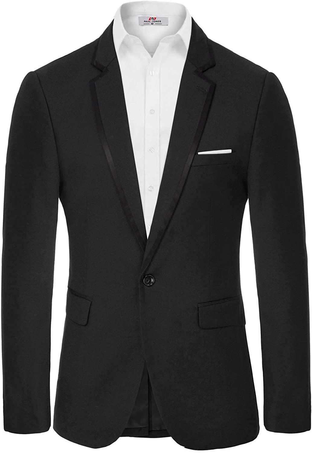 PJ PAUL JONES Men's Slim Fit One Button Blazer Jacket Casual Suit ...