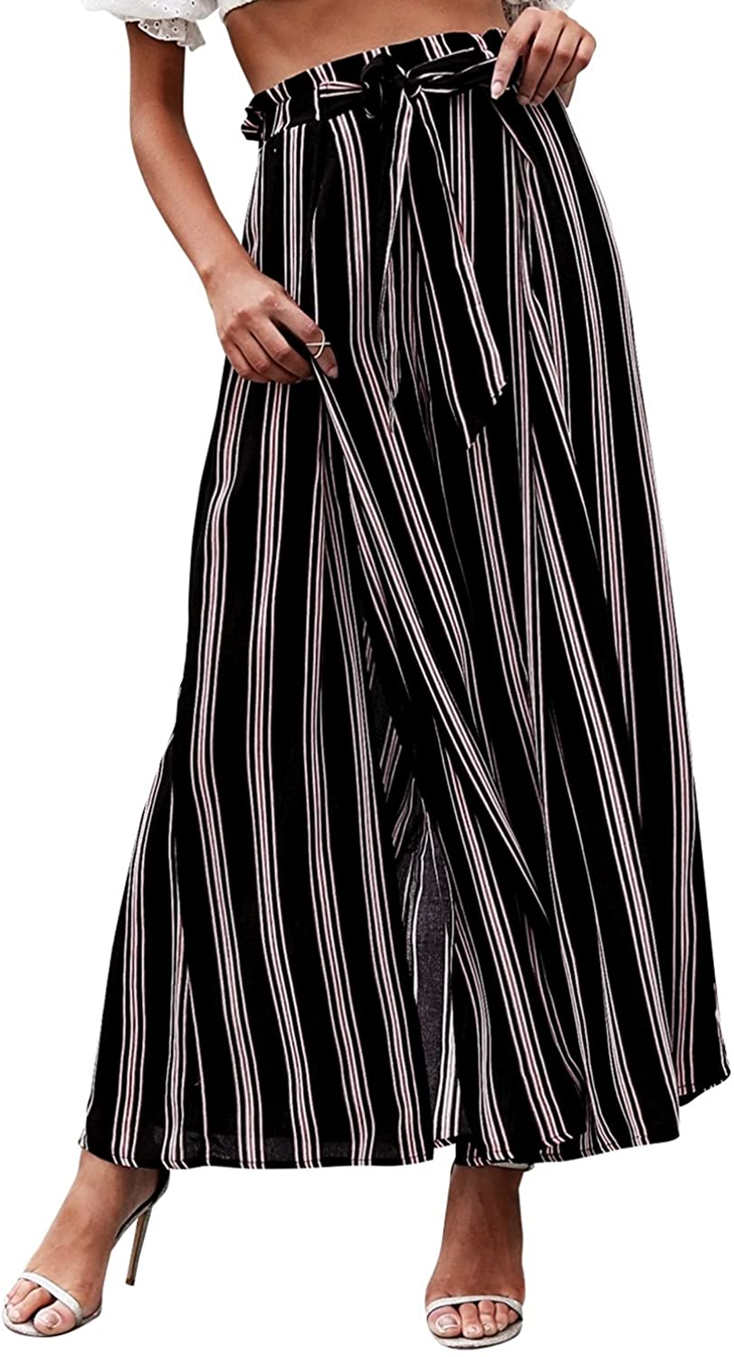 BerryGo Women's Boho Linen Flowy High Waisted Pants Elegant Split Stripe  Wide Leg Pants, Solid-olive Green, 0-2 : : Clothing, Shoes &  Accessories