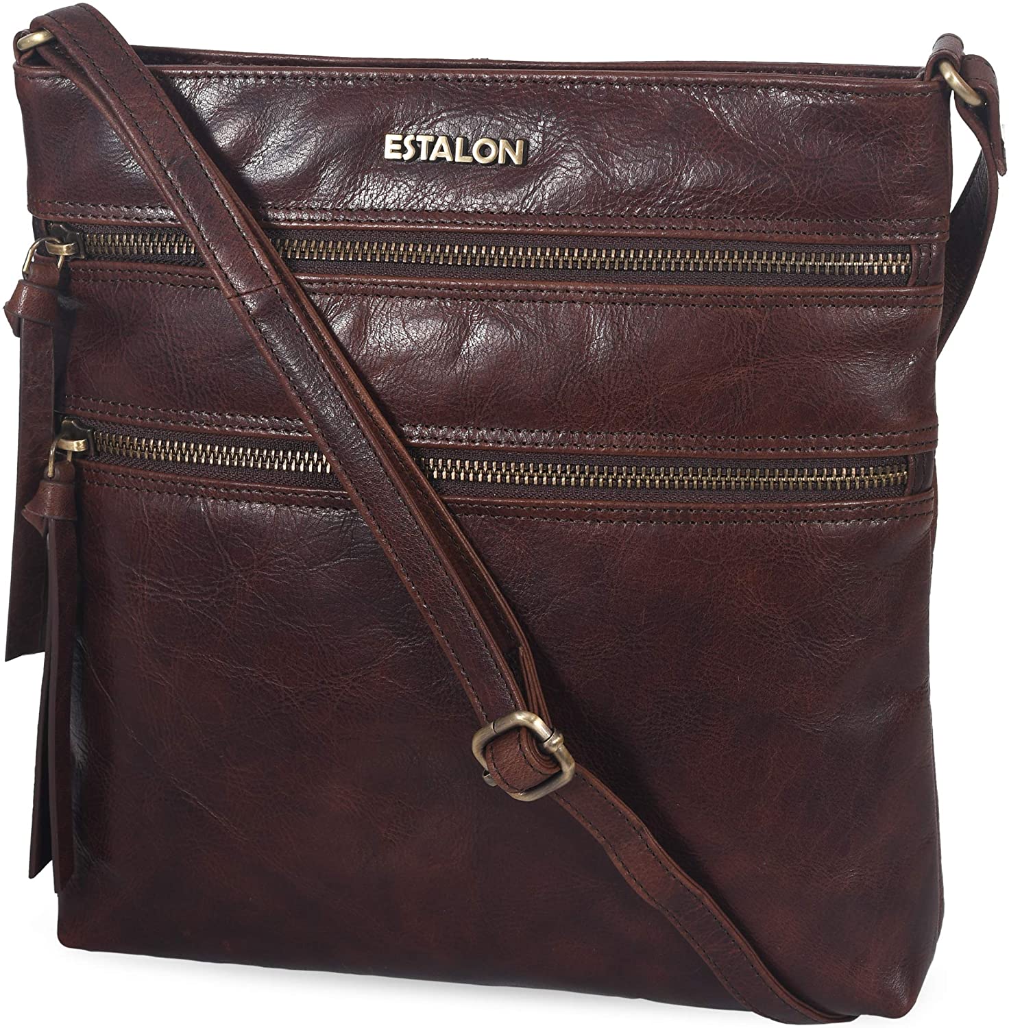 ESTALON Leather Crossbody Purse for Women- Small Crossover Long Over the  Shoulder Sling Womens Purses and Handbags