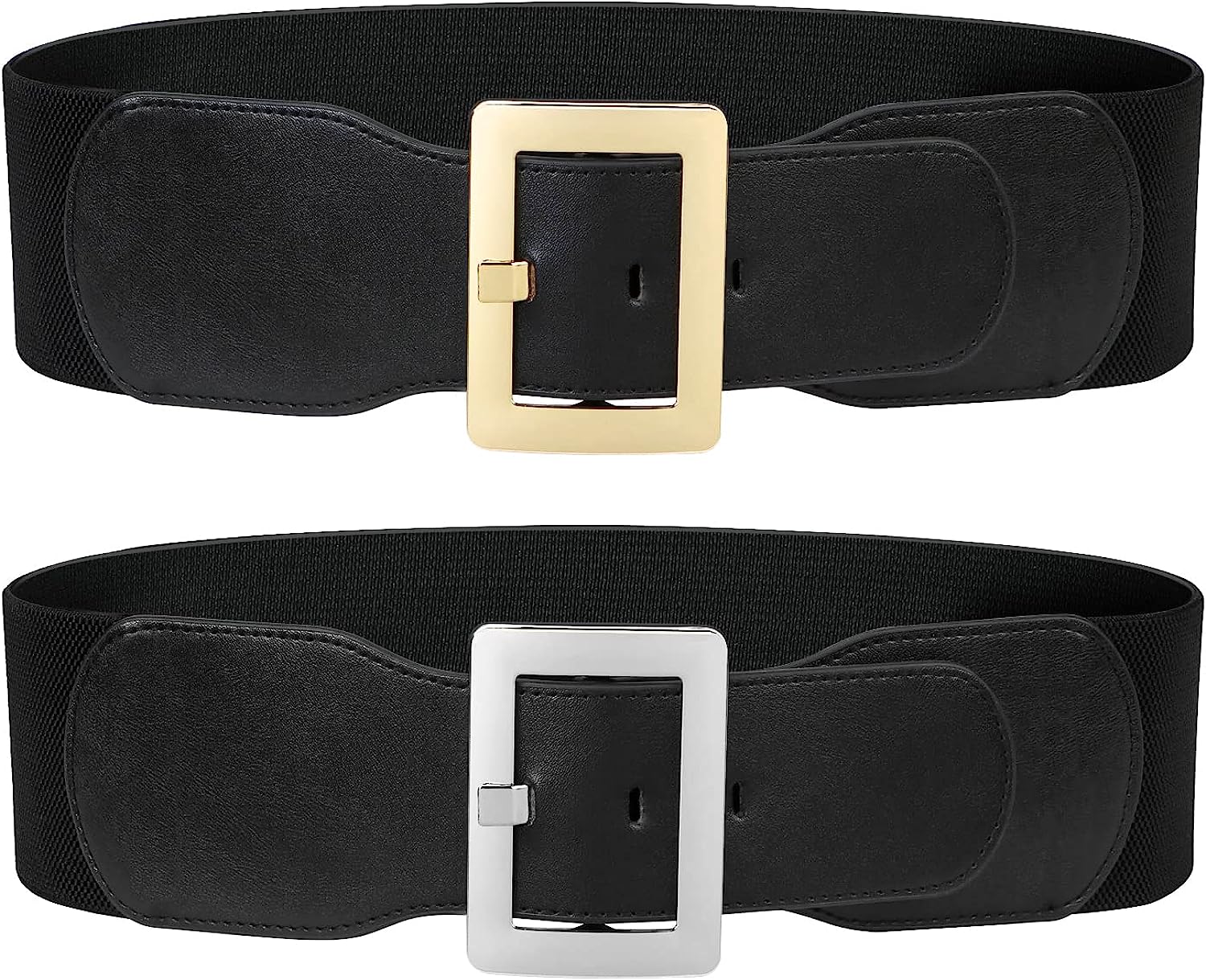 SUOSDEY Wide Elastic Belt for Women, Stretch Cinch Waist Belt for Ladies Dresses with Metal Buckle